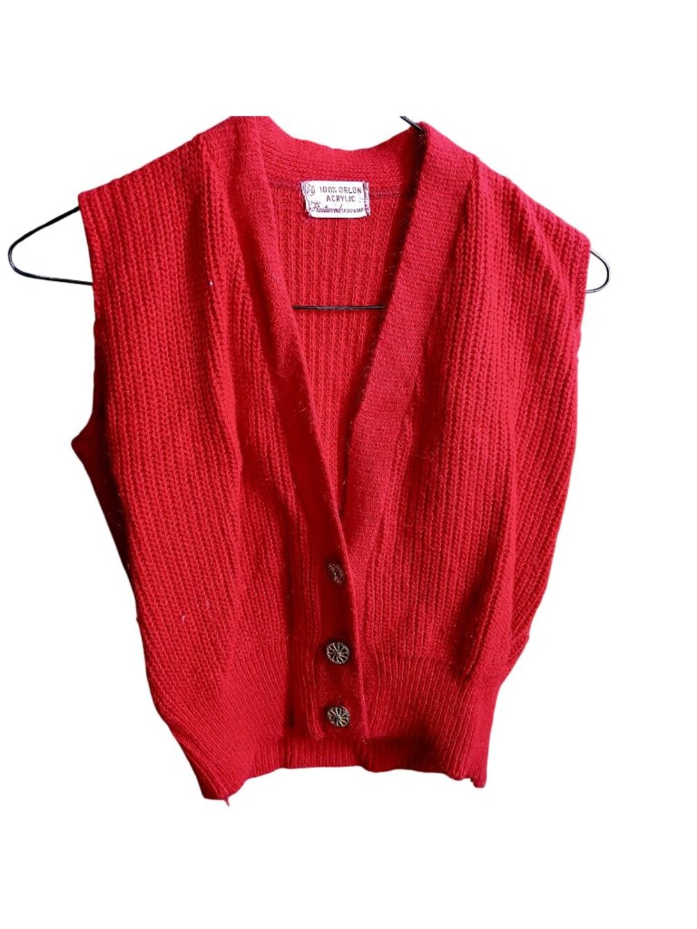 True Vintage Cropped Cardigan Top Medium 1970's Acrylic By Fleetwood Mod Buttery